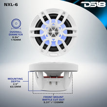 Cargar imagen en el visor de la galería, NXL 6.5" 2-Way Coaxial Marine Speaker with LED RGB Lights | 100W RMS 4-Ohm