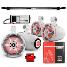 Load image into Gallery viewer, JT-TUBE 4x 8" Marine Towers Speakers with RGB LED Lights, 4-Channel Marine Amplifier and AMPKIT for Jeep JT Gladiator