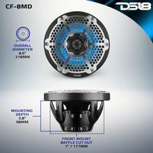 Cargar imagen en el visor de la galería, 8” Marine 2-Way Hybrid Speaker with RGB LED, Compression Driver and Neodymium Magnet | 350W RMS 4-Ohm
