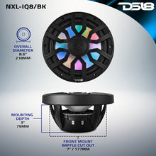 Cargar imagen en el visor de la galería, NXL 8" 2-Way Coaxial Marine Speaker with Bullet Tweeter and Digital Led Lights | 175W RMS 4-Ohm
