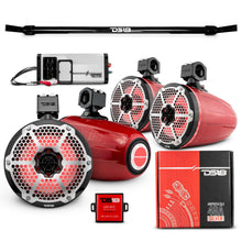 Load image into Gallery viewer, JT-TUBE 4x 8" Marine Towers Speakers with RGB LED Lights, 4-Channel Marine Amplifier and AMPKIT for Jeep JT Gladiator

