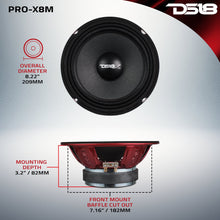 Cargar imagen en el visor de la galería, PRO-X 8" Mid-Range Loudspeaker 275 Watts Rms 8-Ohm
