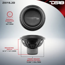 Cargar imagen en el visor de la galería, ZXI 15" High Excursion Subwoofer Quad Stacked Magnets | 1000W RMS DVC 2-Ohm
